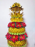 莲花祖先金祈福花塔 道家火供祈福 — Lotus ancestral gold blessing tower Taoist fire offering ritual handcrafted


